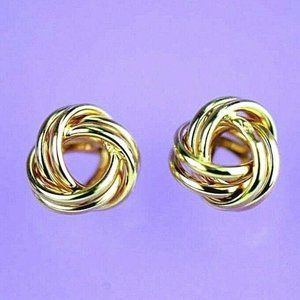 Solid 14K Gold Polished Love Knot Stud Push Back Earrings Size Small- 8mm
